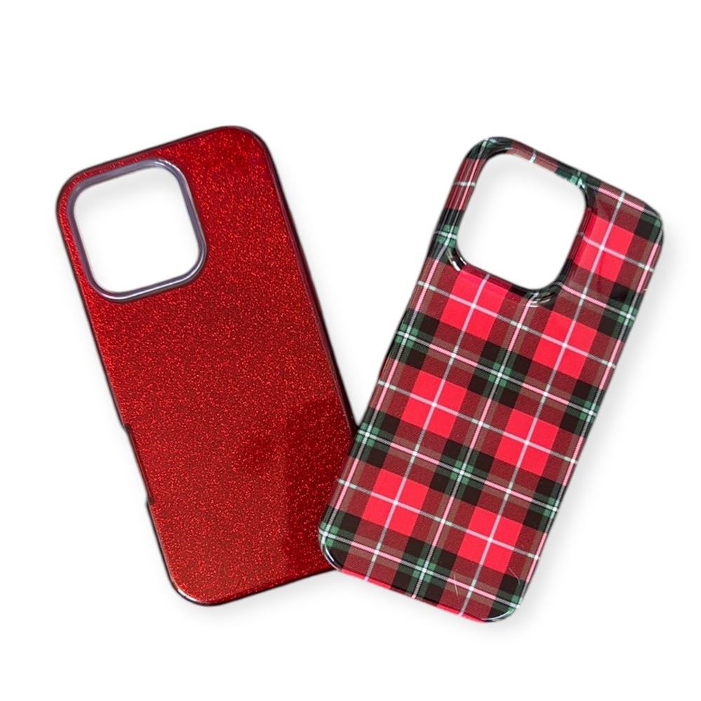 Red and Plaid iPhone 16 Pro Case Set not used